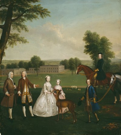 Thomas Lister en Familie in Gisburne Park door Arthur Devis