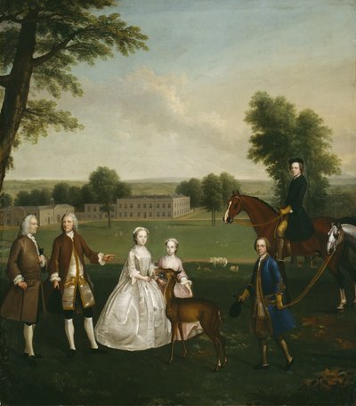 Thomas Lister en familie in Gisburne Park, 1740-41 door Arthur Devis