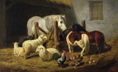 Boerenerf door Arthur Fitzwilliam Tait