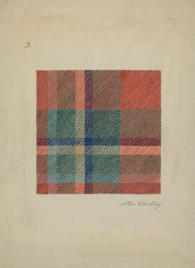 Geruite wollen deken, ca. 1938 door Arthur G. Merkley