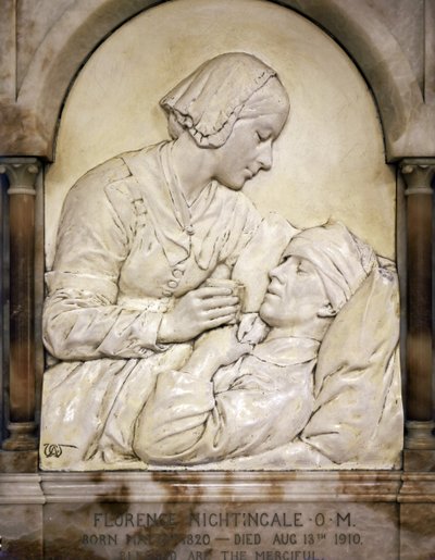 Florence Nightingale troost een gewonde man door Arthur George Walker
