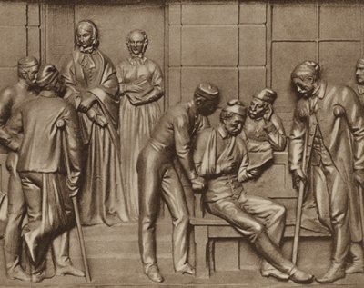 Florence Nightingale bezoekt patiënten, hulp in het Woolwich ziekenhuis, Londen door Arthur George Walker