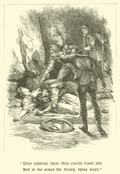 Sir Calidore, ridder van hoffelijkheid, in het hol van de bandieten door Arthur George Walker