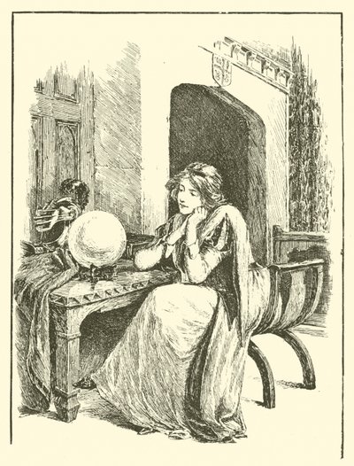 De Legende van Britomart, Britomart en de Magische Spiegel (gravure) door Arthur George Walker