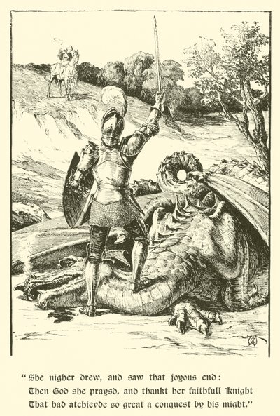De Rode Kruisridder, Het Laatste Gevecht (gravure) door Arthur George Walker