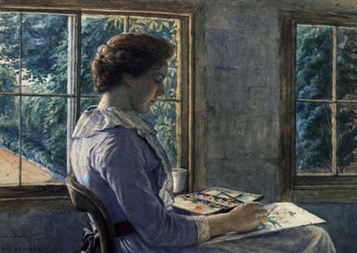 Vrouw schildert door Arthur George Walker