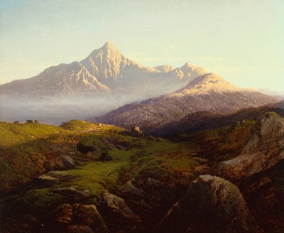 Hooglandvee in een Bergachtig Landschap door Arthur Gilbert