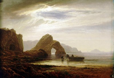 Maanlicht bij Giltar Point, nabij Tenby, Engeland, vanuit het zuiden door Arthur Gilbert