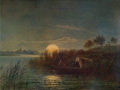 Rivierscène bij maanlicht, met boot, 1879, 1935 door Arthur Gilbert