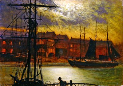 Boten in de Haven van Whitby door Arthur Grimshaw