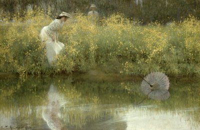 Verloren parasol door Arthur Hacker