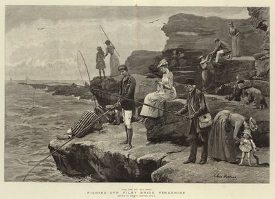 Vissen bij Filey Brigg, Yorkshire door Arthur Hopkins
