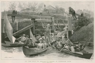 Op weg naar Henley - een scène in Cookham Lock door Arthur Hopkins