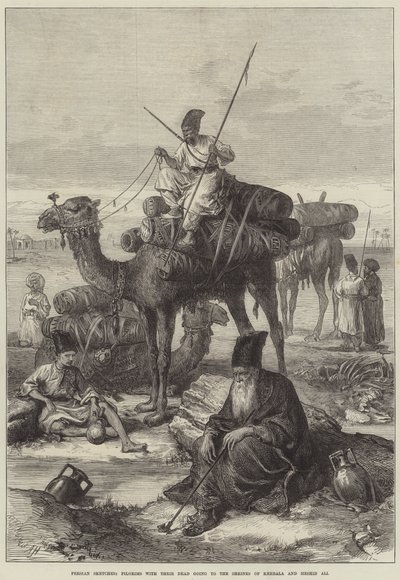 Perzische schetsen, pelgrims met hun doden op weg naar de heiligdommen van Kerbala en Meshid Ali door Arthur Hopkins