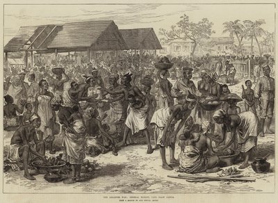 De Ashantee Oorlog, Generale Markt, Cape Coast Castle door Arthur Hopkins