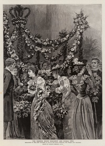 De Rozen- en Bloemenshow in het Mansion House door Arthur Hopkins