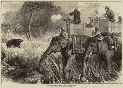 De Prins van Wales in de Terai, een beer schietend door Arthur Hopkins