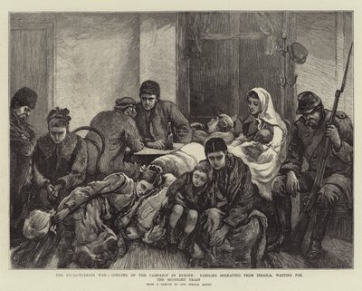 De Russisch-Turkse oorlog, opening van de campagne in Europa, families migreren vanuit Ibraila, wachtend op de middernachttrein door Arthur Hopkins