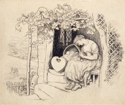 Bij de wieg door Arthur Hughes