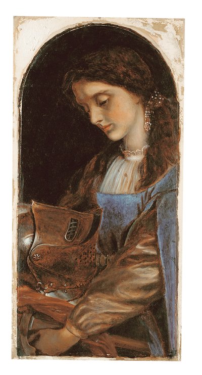 Elaine met het Pantser van Lancelot, 1870 door Arthur Hughes