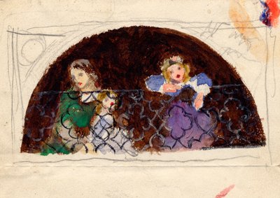 Schets voor portret van mevrouw Leathart en kinderen door Arthur Hughes