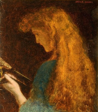 Studie van een meisjeshoofd, 1880-1886 door Arthur Hughes