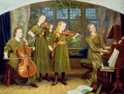 Het Huiselijke Kwartet: Mevrouw Vernon Lushington en haar Kinderen, 1883 door Arthur Hughes