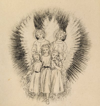 Drie kleine Kinderen op de wijde wijde Aarde door Arthur Hughes