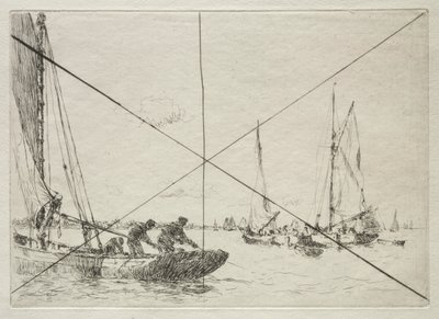 Oestervissen, West Mersea door Arthur John Trevor Briscoe