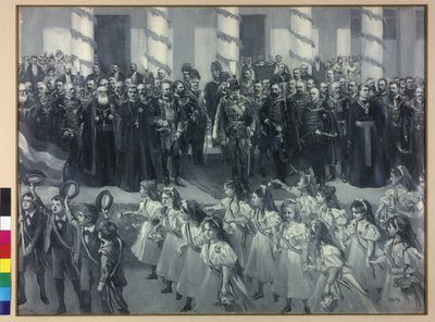 Hulde van de schoolkinderen in Zagreb 1895 door Arthur Lajos Halmi