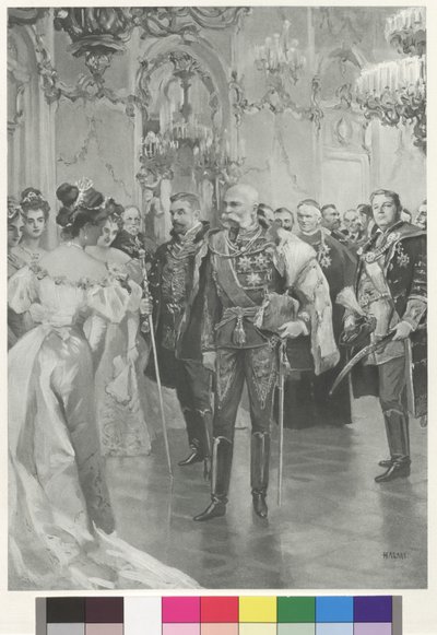De Keizer houdt de zitrijen voor het podium vast door Arthur Lajos Halmi
