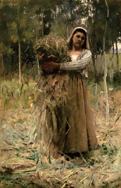 Het Boerenmeisje (De Takkenverzamelaar) 1880 door Arthur Melville