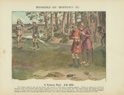 Een beroemd duel. 1013 na Christus (kleurenlitho) door Arthur Moreland