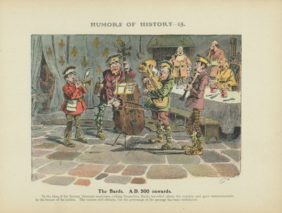 De barden. Vanaf 500 na Christus (kleurenlitho) door Arthur Moreland