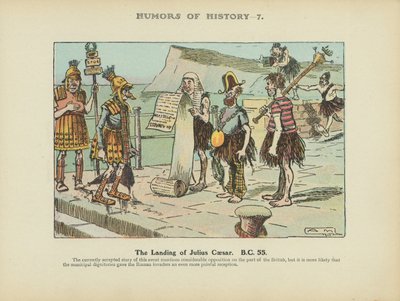De landing van Julius Caesar. B.C. 55 (kleurenlitho) door Arthur Moreland