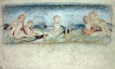 Een Kind Tussen Feeën Studie voor een Olieverfschilderij door Arthur Rackham