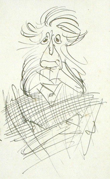 Een grotesk harig hoofd door Arthur Rackham