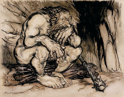 Een Zeer Verschrikkelijke Reus, illustratie uit Engelse Sprookjes, gepubliceerd 1918 door Arthur Rackham
