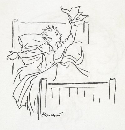 Een jongen in bed door Arthur Rackham