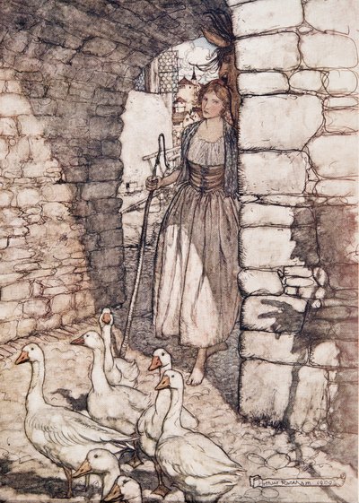 Ach! Lieve Falada, daar hang je, uit De Sprookjes van de Gebroeders Grimm, pub. 1909 door Arthur Rackham