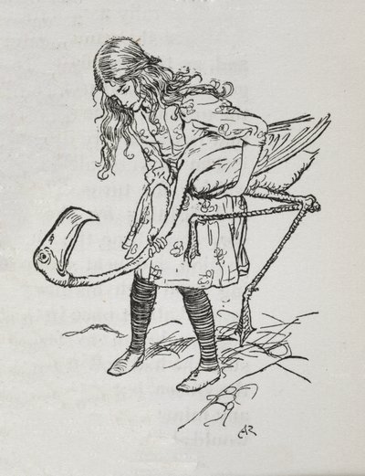 Alice die croquet speelt met een flamingo door Arthur Rackham