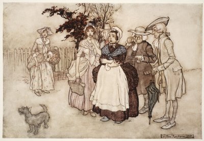 "Allen stonden verbaasd.", uit Rip Van Winkle door Washington Irving, uitgegeven 1910 door Arthur Rackham
