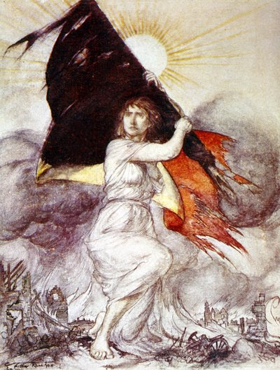 Allegorie van België tijdens WO1, tekening door Arthur Rackham door Arthur Rackham