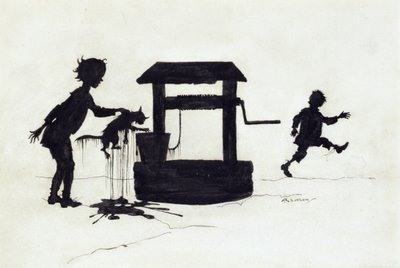 Ding Dong Bell, illustratie uit Moeder de Gans: De oude kinderrijmpjes, gepubliceerd 1913 door Arthur Rackham