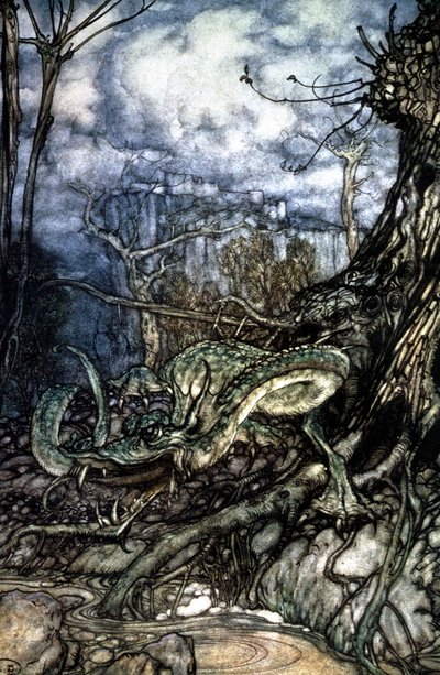 Draak door Arthur Rackham