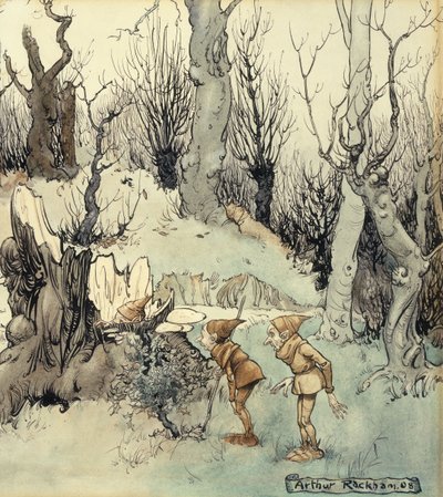 Elfen in een bos, 1908 door Arthur Rackham