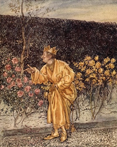 Elke bloem veranderde in goud, illustratie uit 