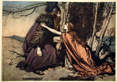 Vader! Vader! Vertel me wat je scheelt, met ontzetting vul je je kind!, 1910 door Arthur Rackham
