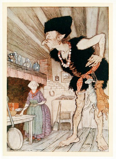 Fee-Fi-Fo-Fum, ik ruik het bloed van een Engelsman, uit Engelse sprookjes door Arthur Rackham