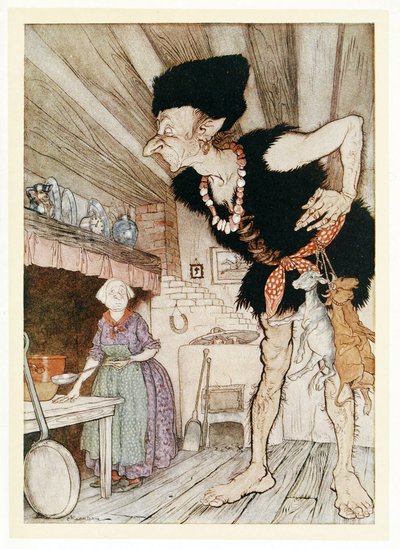 Fee-Fi-Fo-Fum, ik ruik het bloed van een Engelsman, uit Engelse sprookjes, pub. 1922 door Arthur Rackham